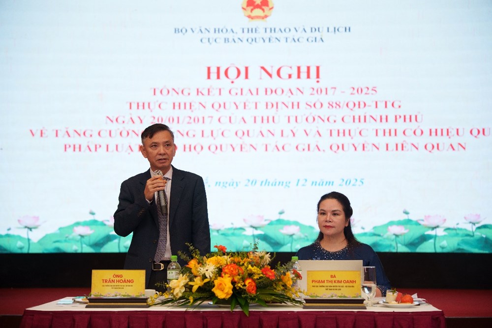 Hội nghị tổng kết giai đoạn 2017-2025 thực hiện Quyết định số 88/QĐ-TTg của Thủ tướng Chính phủ về việc phê duyệt đề án tăng cường năng lực quản lý và thực thi có hiệu quả pháp luật bảo hộ quyền tác giả, quyền liên quan - ảnh 4