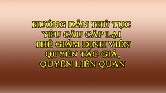 HƯỚNG DẪN THỦ TỤC YÊU CẦU CẤP LẠI THẺ GIÁM ĐỊNH VIÊN   QUYỀN TÁC GIẢ, QUYỀN LIÊN QUAN
