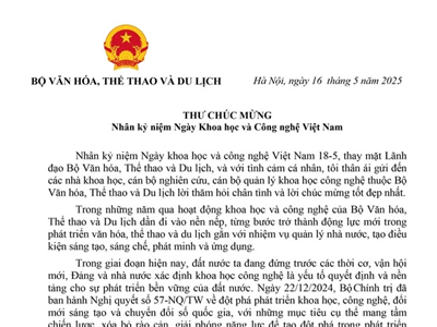 Bộ trưởng Nguyễn Văn Hùng gửi thư chúc mừng nhân kỷ niệm Ngày Khoa học và Công nghệ Việt Nam