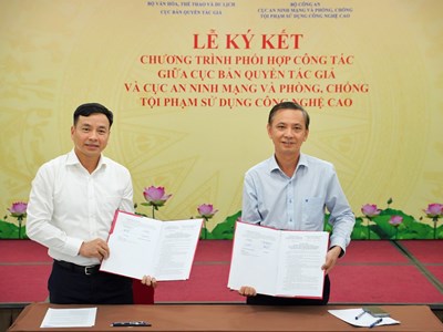 Cục Bản quyền tác giả và Cục A05 (Bộ Công an) ký kết Chương trình phối hợp tăng cường bảo vệ quyền tác giả trên môi trường số